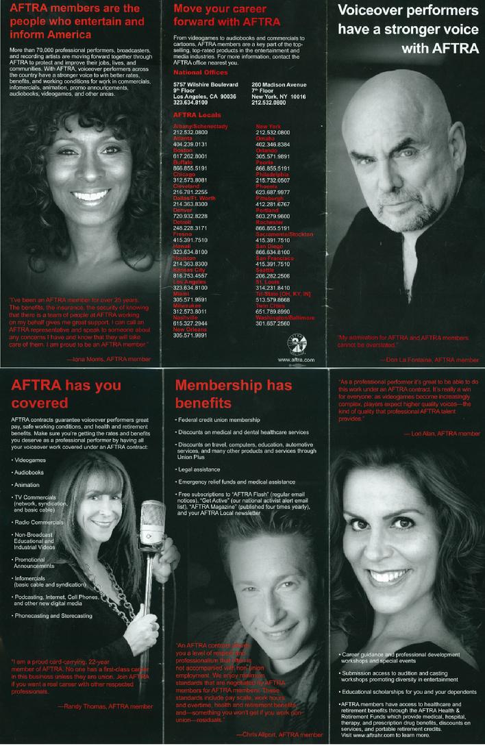 Chris M. Allport in the AFTRA News with the late, legendary Don LaFontaine, Randy Thomas, Lori Alan and Iona Morris